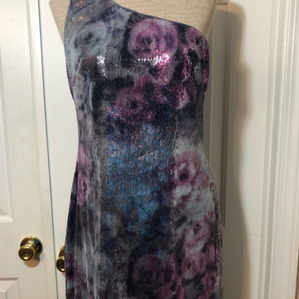 One shoulder sequin dress
